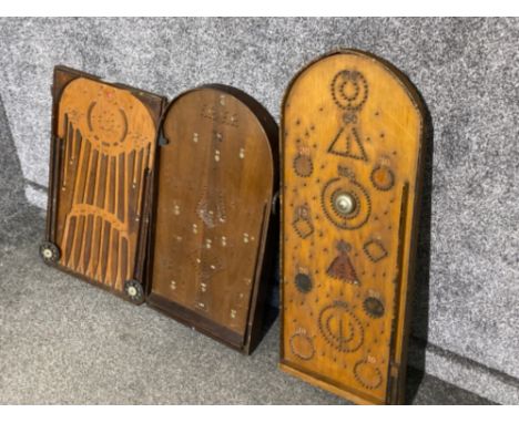 3 vintage wooden bagatelle games