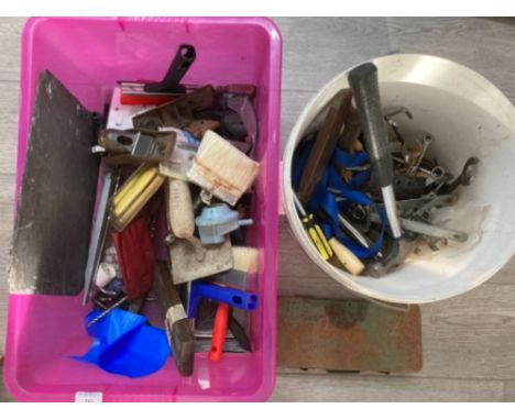 A quantity of hand tools to include chisels, woodworking planes, part socket set etc