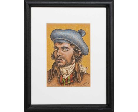 * GRAHAM H D MCKEAN,THE BARD OF SCOTLANDmixed media on paper, signed and titledimage size 29cm x 20cm, overall size 51cm x 41