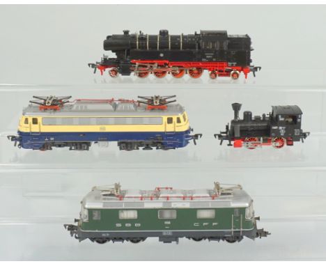 4 Loks, Fleischmann Spur H0 E-Lok 1349, E-Lok 1347 S, Dampfloks 4080 und 4000, jeweils in OVP, Fkt. nicht geprüft