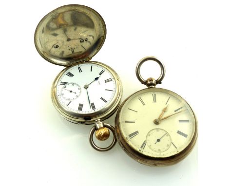 Victorian silver open face pocket watch, enamel dial with Roman numerals, fusee movement signed J. Walski, Upper Bangor, subs
