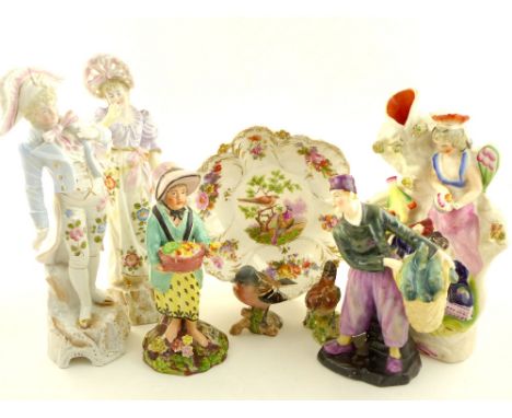 Quantity of Victorian and later ceramics including a Worcester part breakfast set, lustre jug, Staffordshire group etc