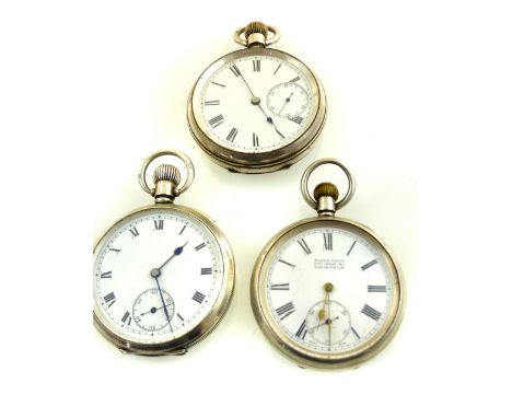 Silver open face pocket watch, movement signed G Hutchinson, Clapham, enamel dial with Roman numerals, round case, London 192