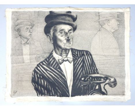 Shelly, portrait of an elderly gentleman, unframed charcoal on canvas, 100 x 130cm