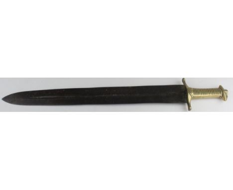 Sword: A Continental short sword of Gladius Pattern circa 1800 of the Napoleonic Wars. Origin is possibly French. Broad blade