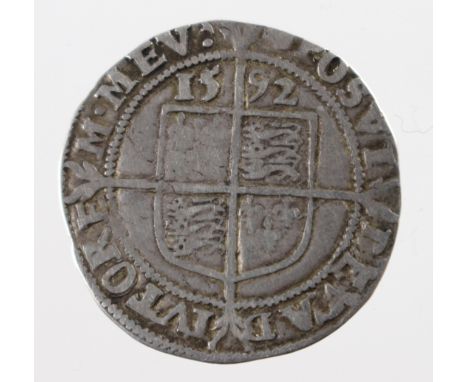 Elizabeth I silver sixpence, Sixth Issue 1582-1600,mm. Tun 1592-1595, and dated 1592, Bust 6C, Spink 2578B, full, round, well