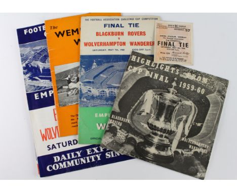 FA Cup Final 1960 selection, Programme with song sheet and match ticket Wolverhampton Players Brochure and Record issued by P