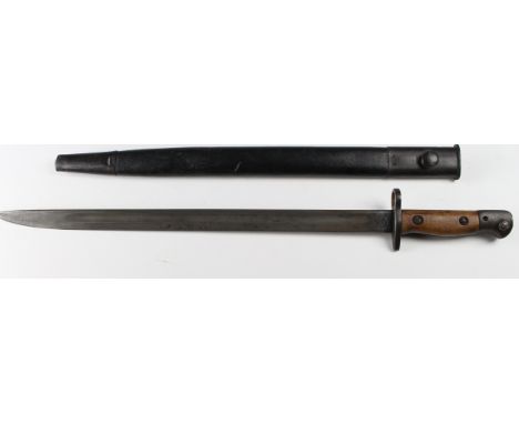 Bayonet: A PO7 by Wilkinson, made in 1918. Good blade in its steel mounted leather scabbard. A good clean example of this sta