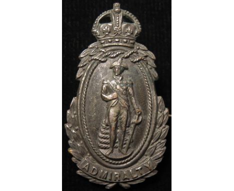 Admiral Lord Nelson standing portrait 'ADMIRALTY' white metal pin badge 46.5mm, toned nEF