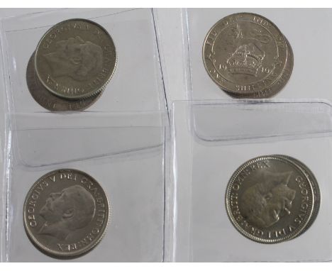 GB Shillings (8) 1902, 1910, 1912, 1914, 1919, 1923, 1927 First Reverse, 1927 Second Reverse EF to UNC all lustrous