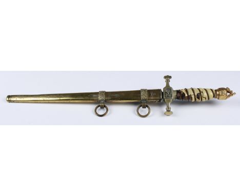 Kaiserliche Marine imperial officer's dagger and scabbard. Very poor condition with plain blade and damaged handle rough. Pom