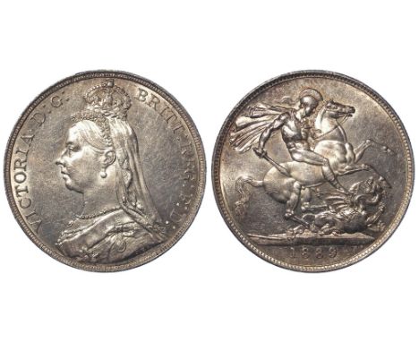 Crown 1889 GEF with a few light bag marks obverse