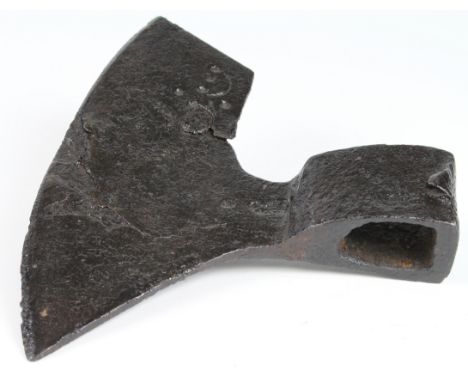 17th century large metal axe head with armorers mark to the blade possibly Austrian   