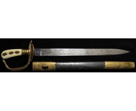 Sword: A good 19th century German short hunting hanger by W.K & C. (Weyertsberg - Kirchbaum & Cie). Etched blade 13.75" with 