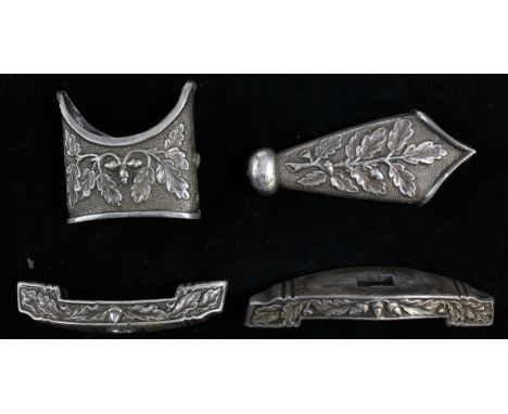 German Dagger replacement parts for SS honour side arm. 2 crossguards. 1 end. 1 scabbard holder.