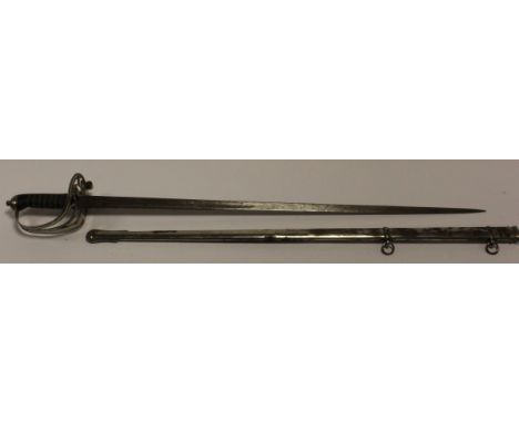Sword ERVII 1827 Pattern rifle brigade officers sword in its steel plated scabbard   