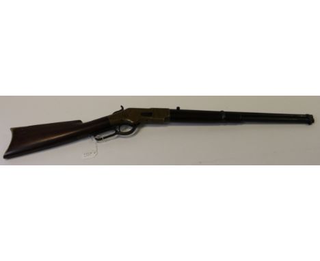 Rifle: A Turkish Composite 'cut to shut' Winchester Model 1866 Carbine. Buttstock and action taken from an 1866 Carbine, the 
