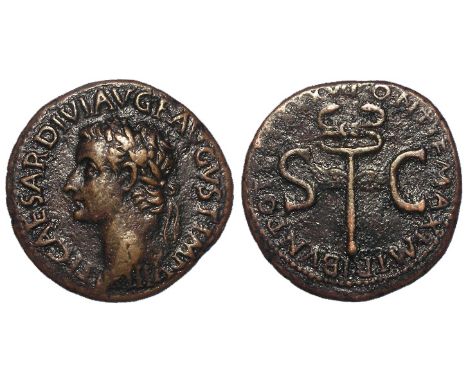 Tiberius copper as, Rome Mint 35-36 A.D., obverse:- Laureate head, left, reverse reads:- PONTIF MAXIM TRIBVN POTEST XXXVII S 
