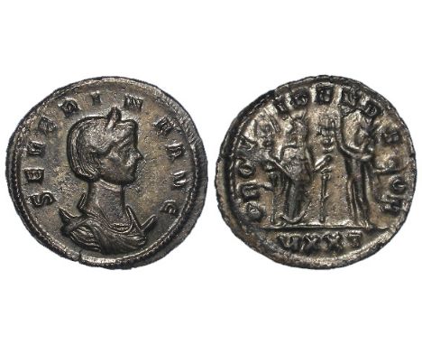 Severina billon antoninianus, Ticinum Mint 274-275, reverse:- Fides Militum standing right, holding standard in each hand, fa