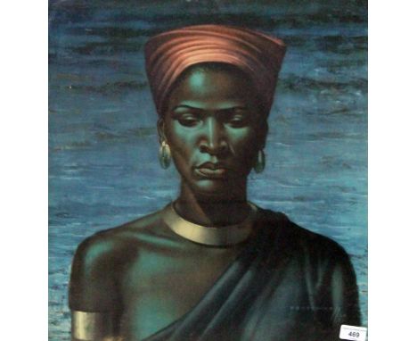 After Vladimir Tretchikoff (1913-2006), "Zulu Girl", retro print, 48cm x 52cm, labelled verso, glazed and framed.  