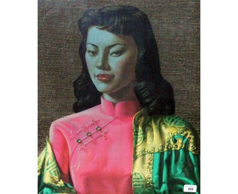 After Vladimir Tretchikoff (1913-2006), "Miss Wong", retro print, 50cm x 60cm, labelled verso, glazed and framed.  