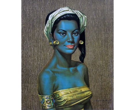 After Vladimir Tretchikoff (1913-2006), "Balinese Dancer", retro print, 49cm x 59cm, framed.  