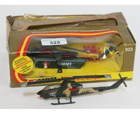 Two boxed Corgi die cast model helicopters comprising a Bell AH-1G Helicopter 920 and a Sikorsky Skycrane US Army Helicopter 