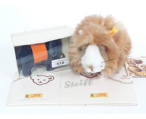 A Steiff 'Ginny' guinea pig 18cm no. 071911 together with a Steiff Elephant Blue 9cm Club Gift 2007, both with buttons to ear