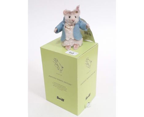 A Steiff 12cm Johnny Town-Mouse, no. 00129 of 1500 ltd edition Beatrix Potter series characters, with button to ear, certific