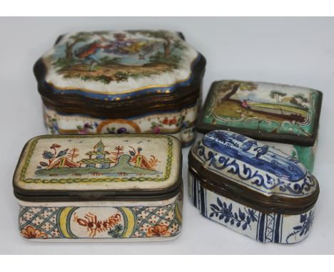A group of four continental trinket boxes.  