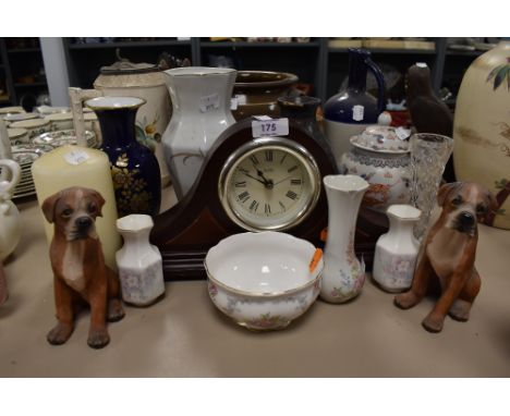 A selection of ceramics including Chinese ginger jar and Acctim mantle clock