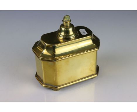 Regency style Brass Lidded Tea Caddy Box, 15cm high 