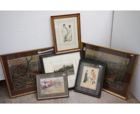 Thomas McLean, an 1820 horse racing caricature print, together with a collection of hunting prints by Alken, Blinks &amp; Vic