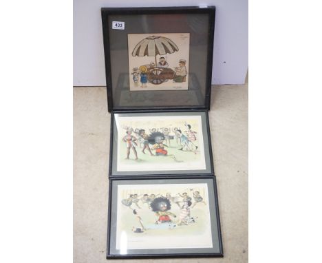 R C Carter, illustrator, an early 20th century original illustration The Ice Cream Cart, together with a pair of Florence Upt
