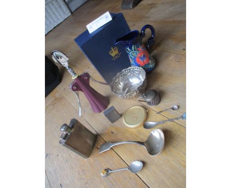 A miscellaneous lot to include an Old Tupton Ware blue ground jug decorated with poppies and leaves, an Alessi corkscrew, a P