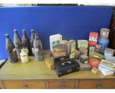 Vintage tins and decorative boxes together with vintage bottlesLocation: FSR 