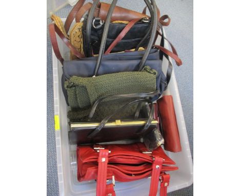 Mixed ladies handbags to include a vintage Ackery black leather bag and mixed purses and a mid 20th snakeskin bag together wi