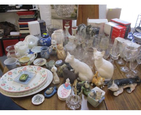 Mixed 20th century ceramics and glassware to include a Claire Edwards studio pottery mug, a Melba ware model of a shire horse