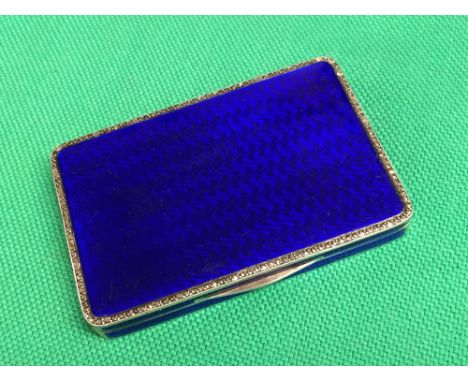 Continental enamel box, stamped '935' only, of rectangular outline, marcasite border, engine turned to underside, 8 x 5.5 cm,