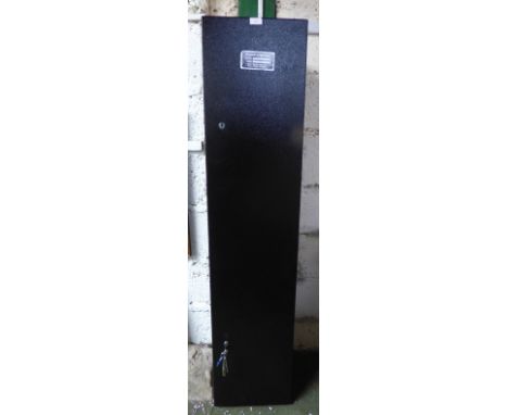 Metal gun safe, with keys, 143H x 30W cm   PLEASE ALWAYS CHECK CONDITION PRIOR TO BIDDING