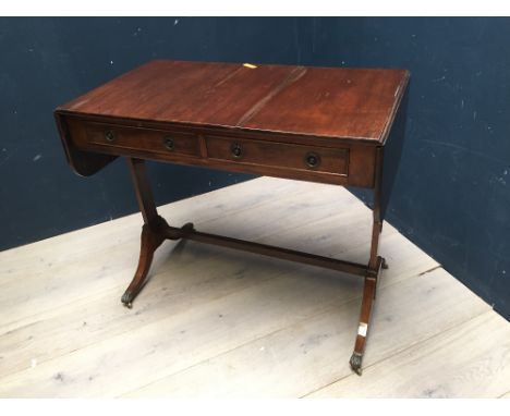 Victorian style mahogany sofa table 78H x 90W cm & Victorian style armchair upholstered in pink floral fabric PLEASE ALWAYS C