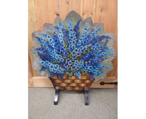 Painted dummy board/firescreen modelled as a basket of flowers PLEASE ALWAYS CHECK CONDITION PRIOR TO BIDDING