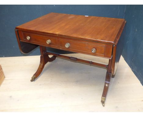Mahogany sofa table with drawers & brass turned handles PLEASE ALWAYS CHECK CONDITION PRIOR TO BIDDING