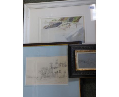 'Arthur Ralph Middleton-Todd' (1891-1966) 'Children Playing on a Beach' watercolour, unsigned, together with a C19th pencil s