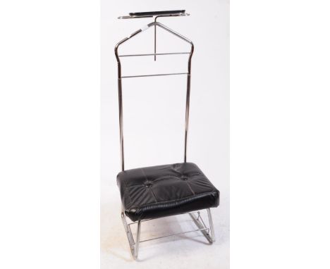 Relaxsit of Suffolk. British Modern Design. A mid century chrome &amp; vinyl upholstered valet stand. The stand with suit han