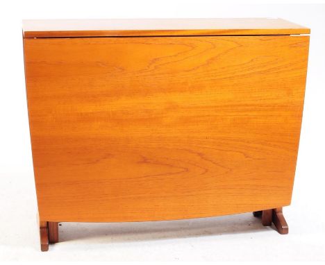 British Modern Design - Mid century teak space saver gate leg extending dining table. With upright tapering supports.72x31(ex