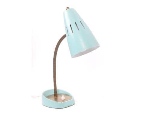 Pifco - A mid 20th century Pifco desk lamp. The lamp raised on a shaped base, with goose neck style arm and conical rounded s