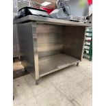 stainless table w/ backsplash & cabinet under