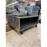 stainless equipment stand w/ storage below, on casters