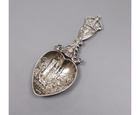 A George V Scottish provincial silver 'Balmoral' commemorative caddy spoon by William Robb, Ballater, hallmarks for Edinburgh